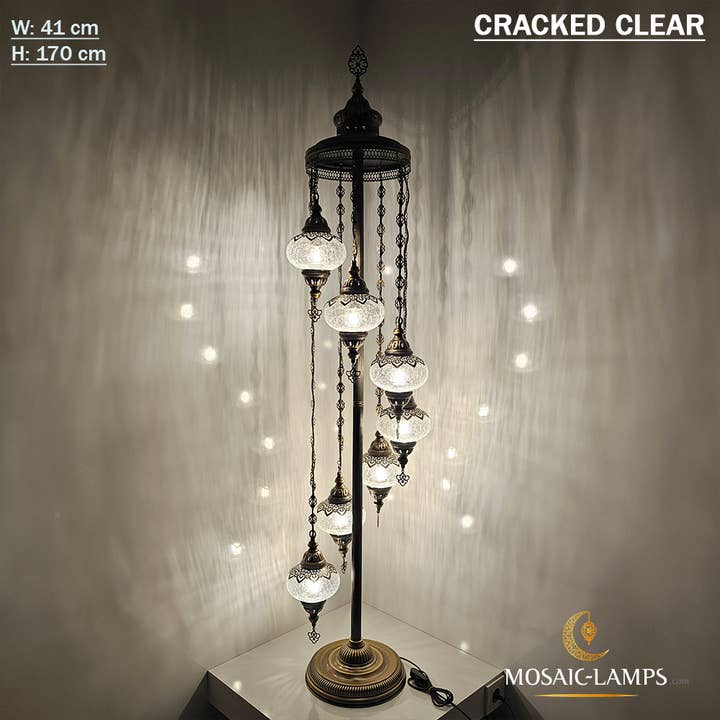 Mosaic Lamps – Engroshandel Gulvlampe – 7 Cracked Clear Globe tyrkiske gulvlamper, Stue Bedsi