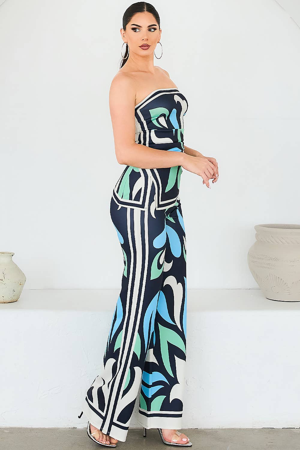 FLÅDE MULTI BT6087-SET_Elastisk stropløs tubetop & bukser sæt for engroshandel på Faire3