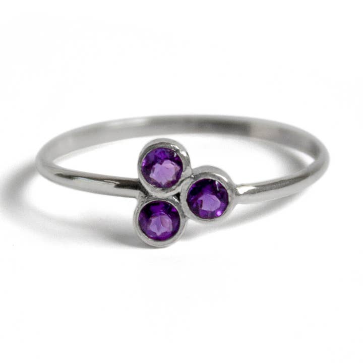 Amethyst Cluster Sterling Silver Ring for wholesale by Bentley & Lo