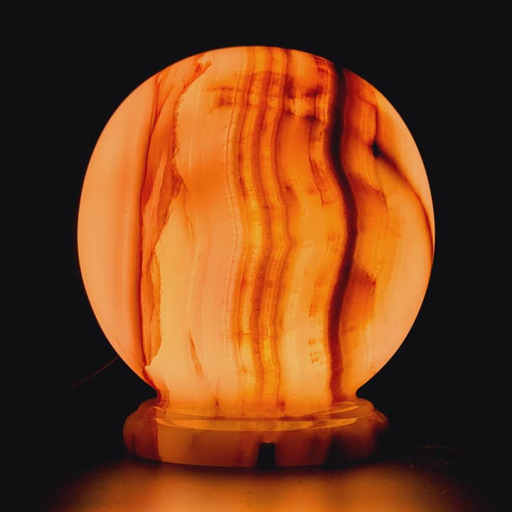 Lampada a sfera in onice 15 cm per la vendita all'ingrosso da parte di Gemstone Gifts Ltd.