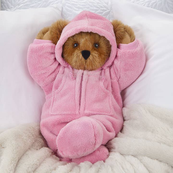 Vermont Teddy Bear - Wholesale Stuffed/Plush Toy - Kids & Baby - 15 In. Hoodie Footie Bear, Pink
