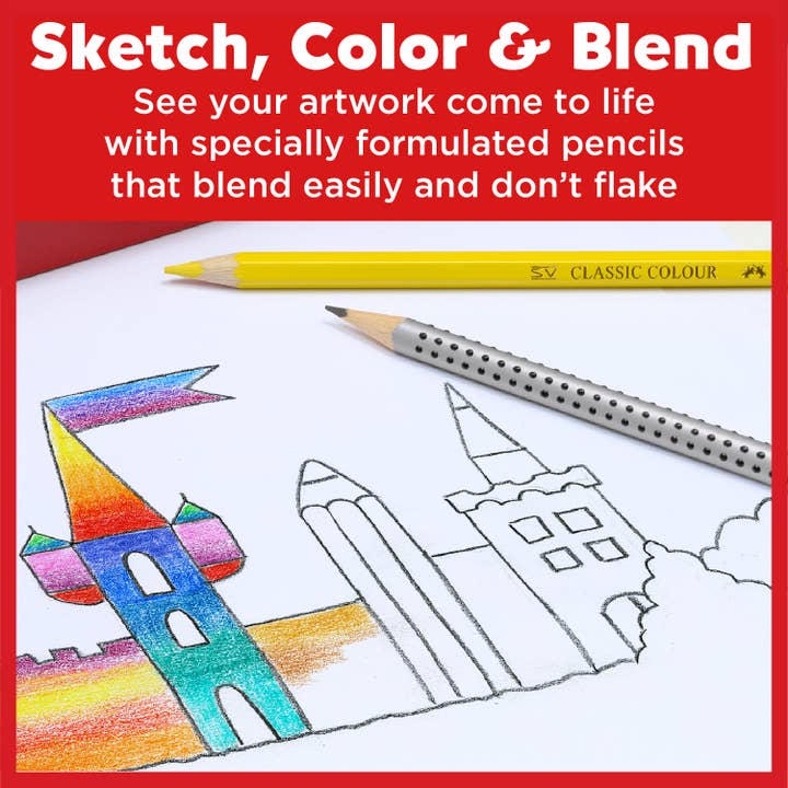 Faber-Castell / Creativity for Kids - Wholesale Colored Pencil - 48 Classic Color Pencils & Accessories - Gift Set