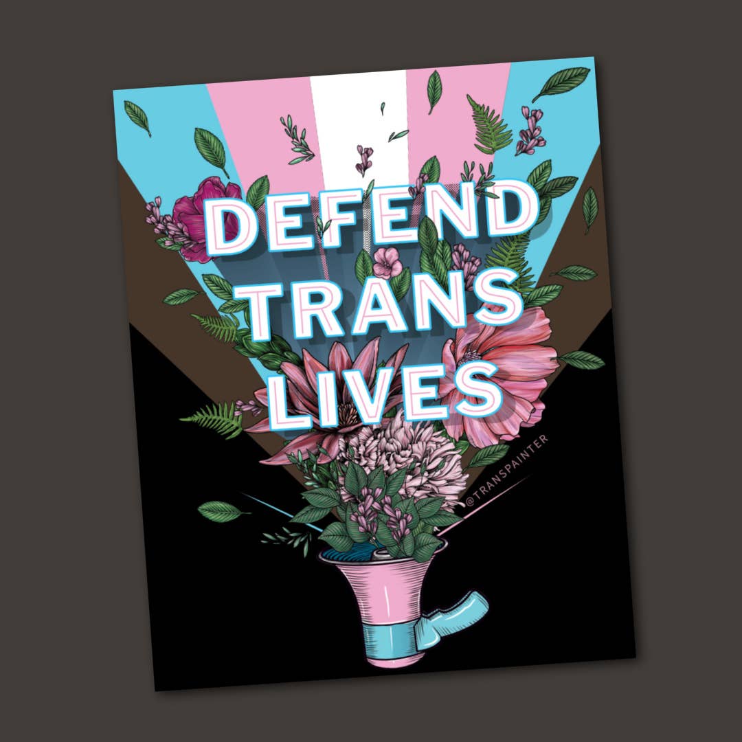 Transpainter - Wholesale Sticker - Defend Trans Lives Sticker | LGBTQ+ Bumper Stickers1