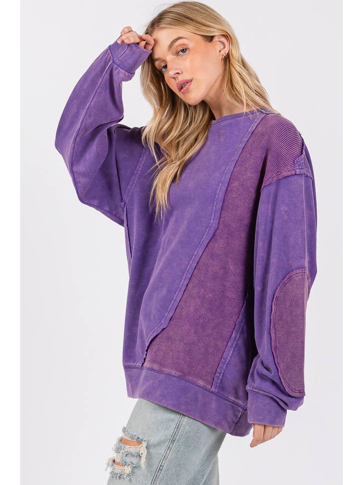 Sewn and Seen - Wholesale Sweatshirt - Women's - GAME DAY MINERAL WASH FRENCH TERRY VINTAGE PATCH TOP  5