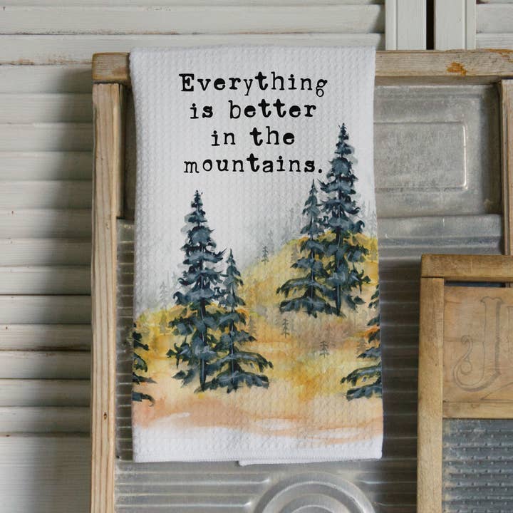 Torchon à thé Aquarelle sur le thème des pins pour la vente par Middlefork & Co.