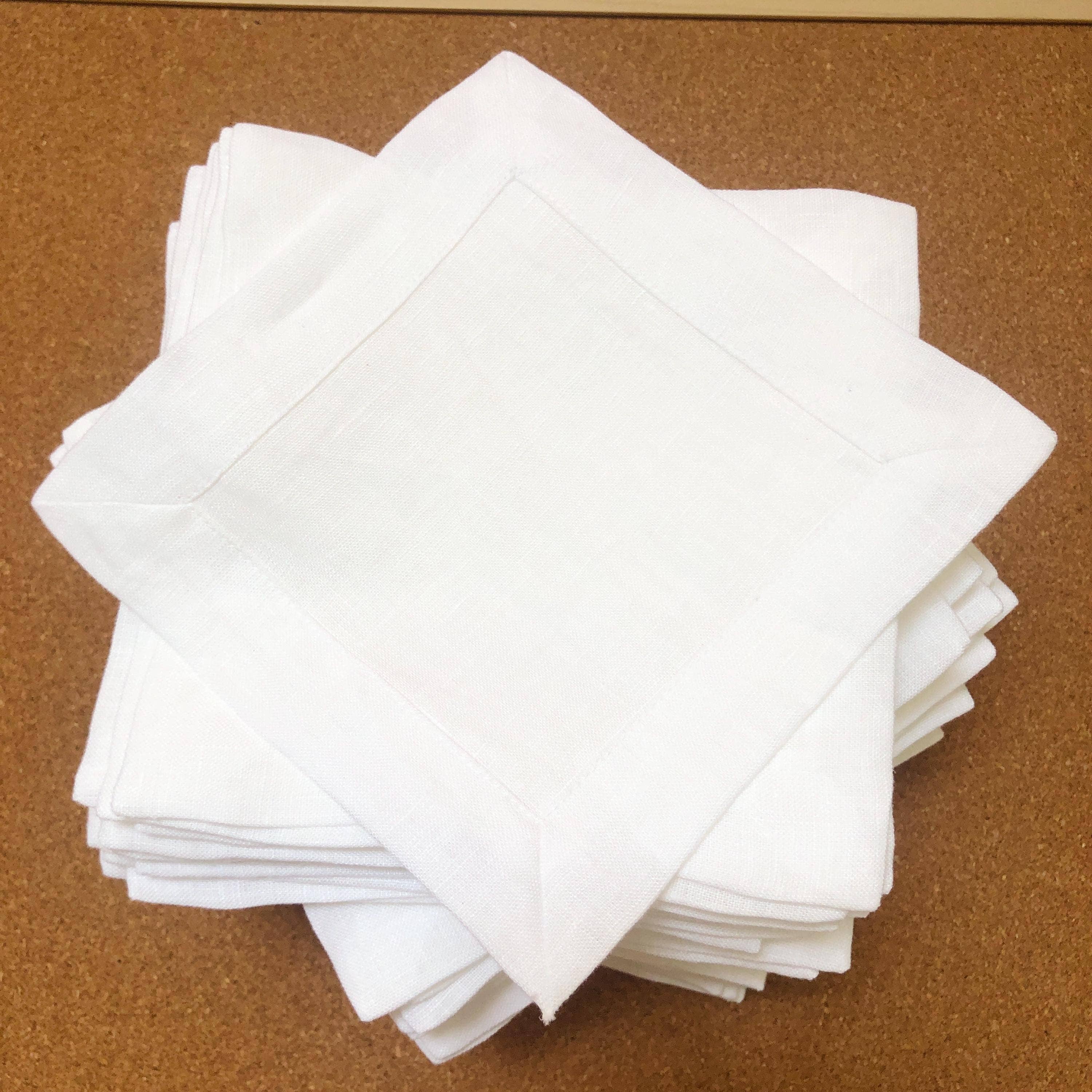 Belle Linen - Wholesale Dinner & Cloth Napkin - 100% Premium Classic White Linen Cocktail Napkins3