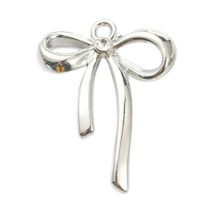 Silver Alloy Bow Charm for wholesale by Love, Paige Designs