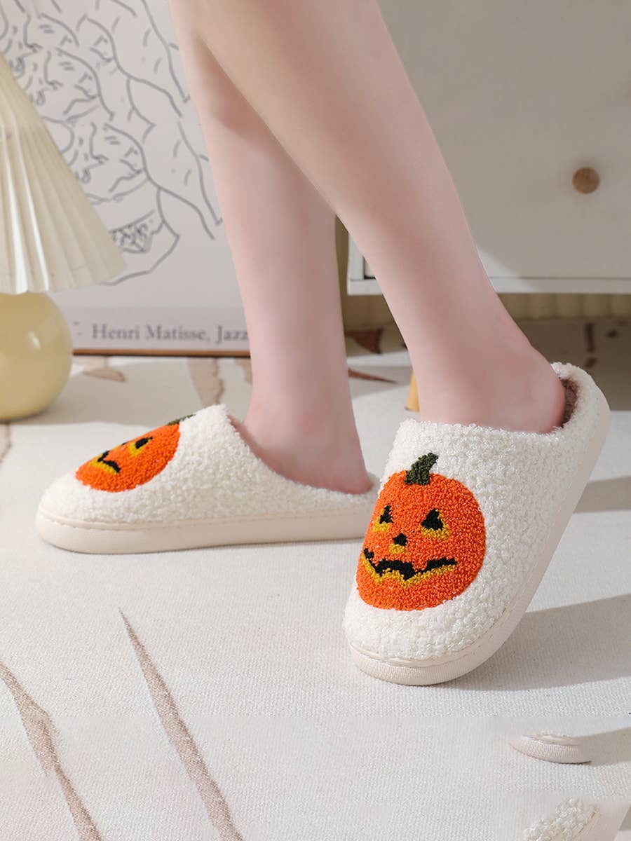 DOUBLJU - Wholesale Slippers - Women's - Halloween Pumpkin Cotton Slippers,Indoor Home Slippers
6
