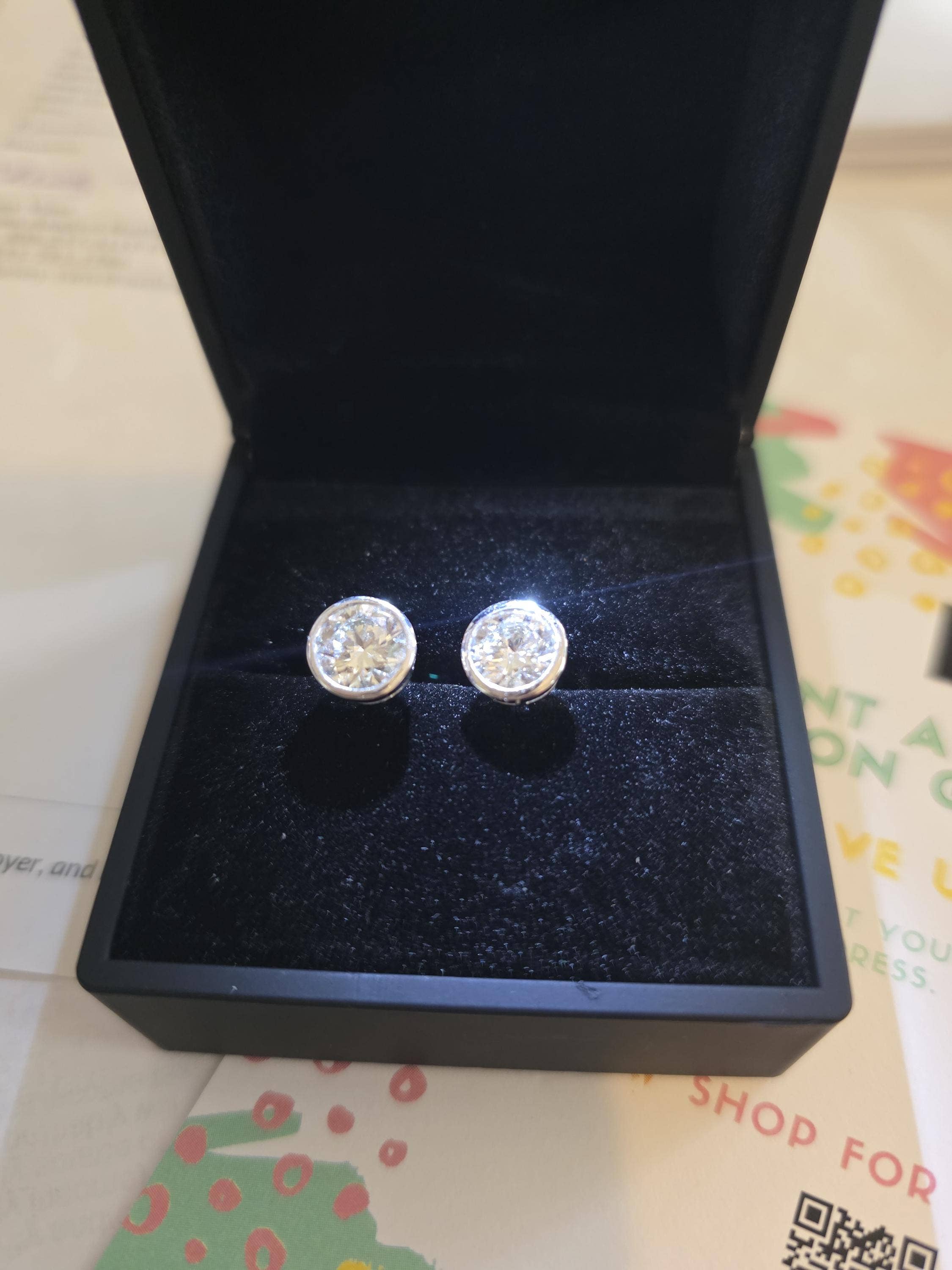 Elegant Jewels LLC - Wholesale Stud/Post Earrings - 3 CT Round Bezel Diamond Stud Earrings, 14K Gold, Lab Grown2