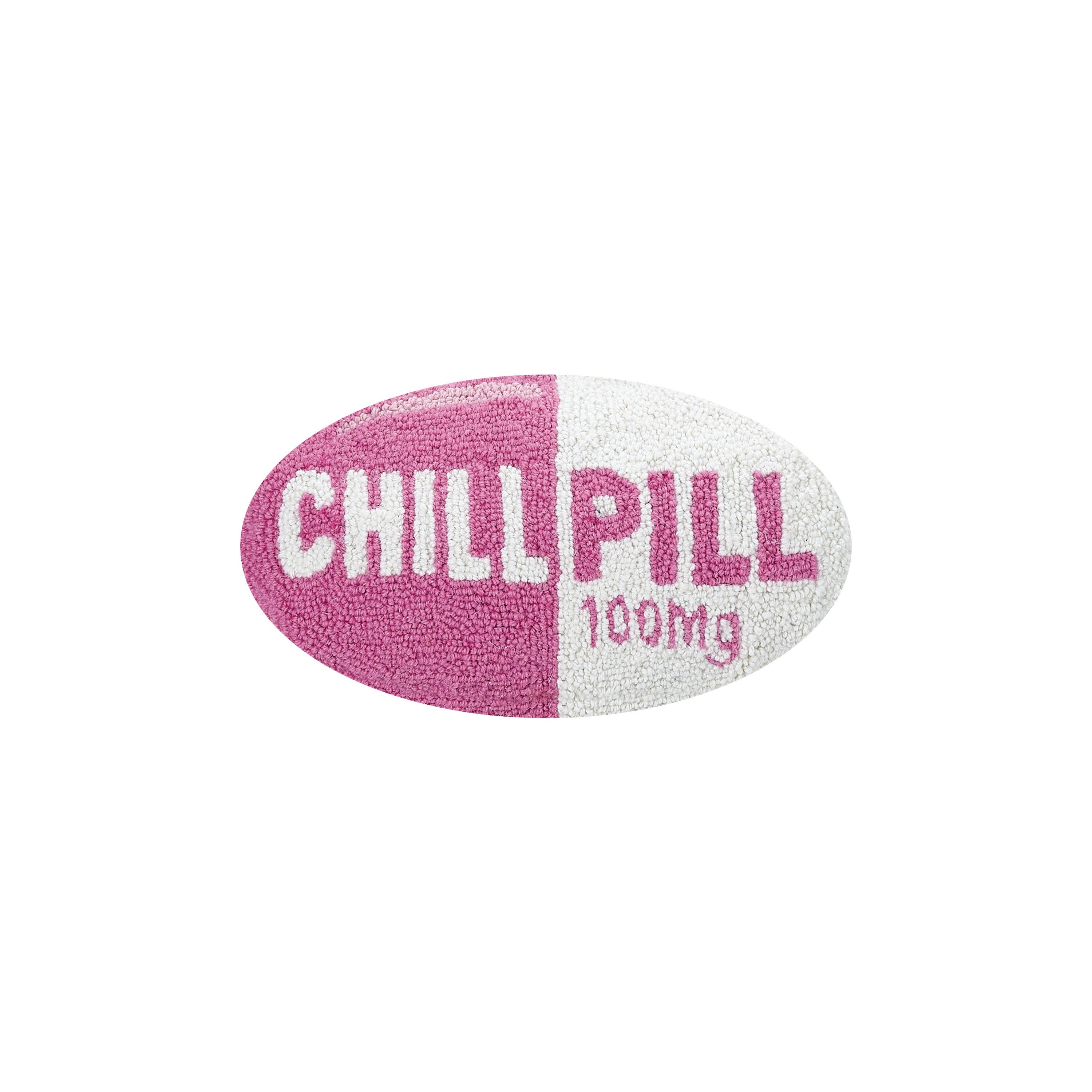 Peking Handicraft - Vendita all'ingrosso Cuscini decorativi - Cuscino decorativo 'Chill Pill' rosa acceso in lana con tecnica a gancio