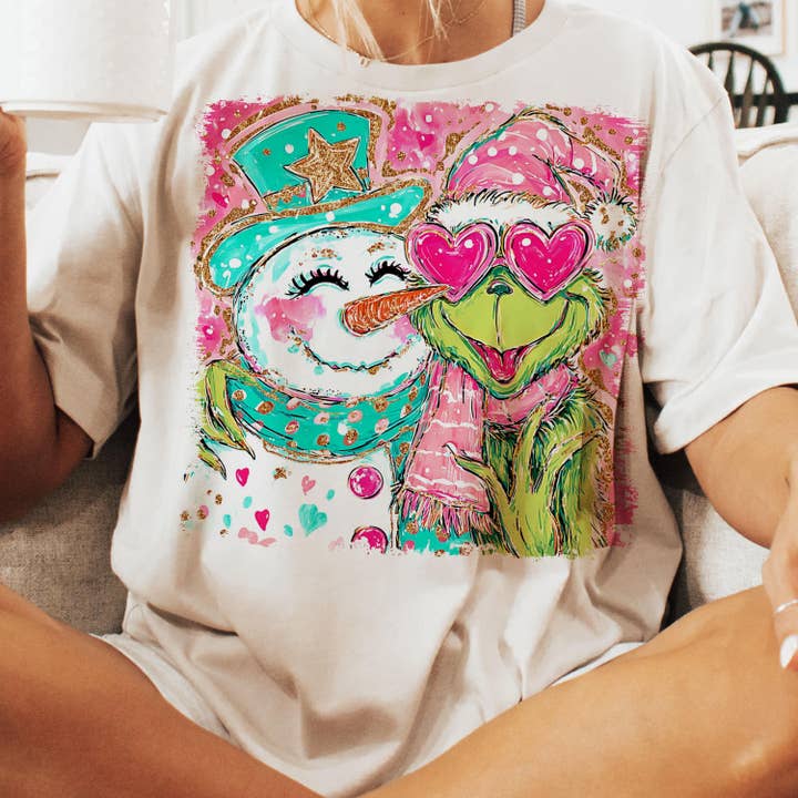 DLT Ecommerce - Wholesale T-Shirt (Graphic) - Women's - Pink Grichmas Christmas Tee, Christmas Grichmas Sweatshirt4