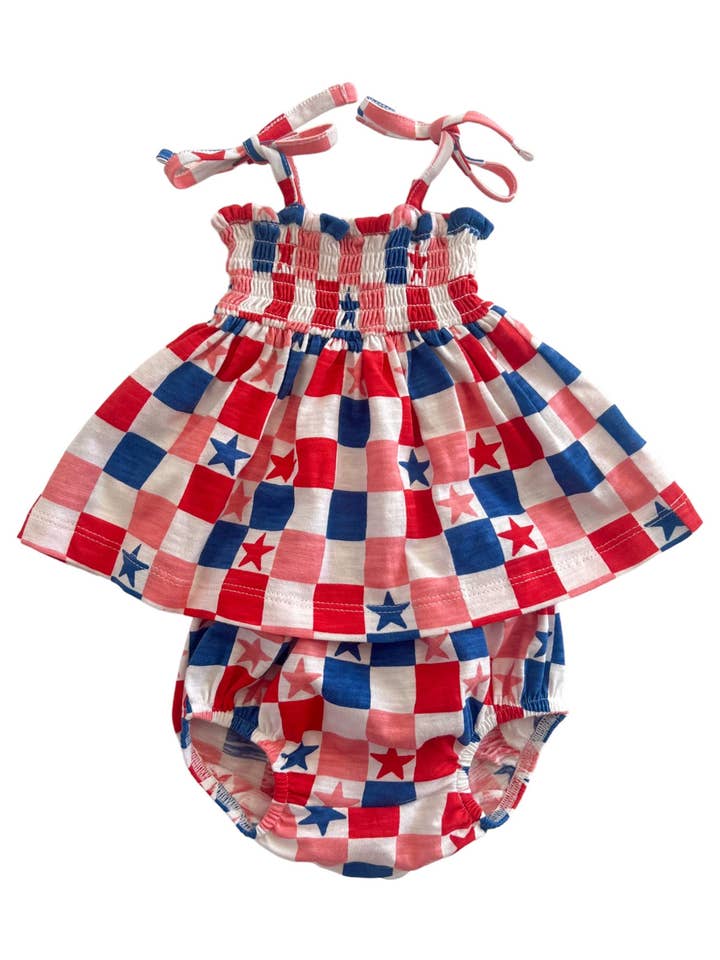 SIIX Collection – Conjunto de roupa - Bebé por atacado – Tabuleiro de xadrez vermelho, branco, azul e rosa/conjunto biológico de bata