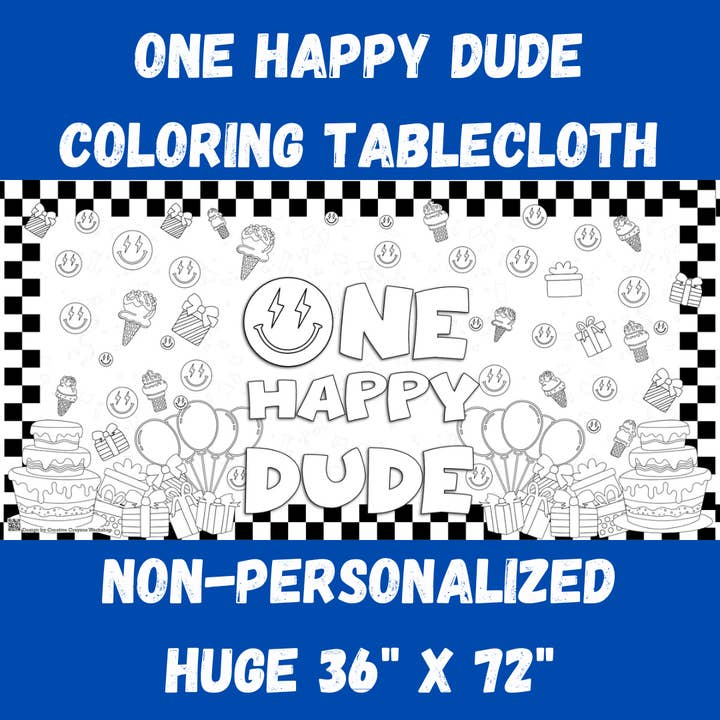 One Happy Dude Coloring Poster | Boy's First Birthday Decor for wholesale by Creative Crayons Workshop