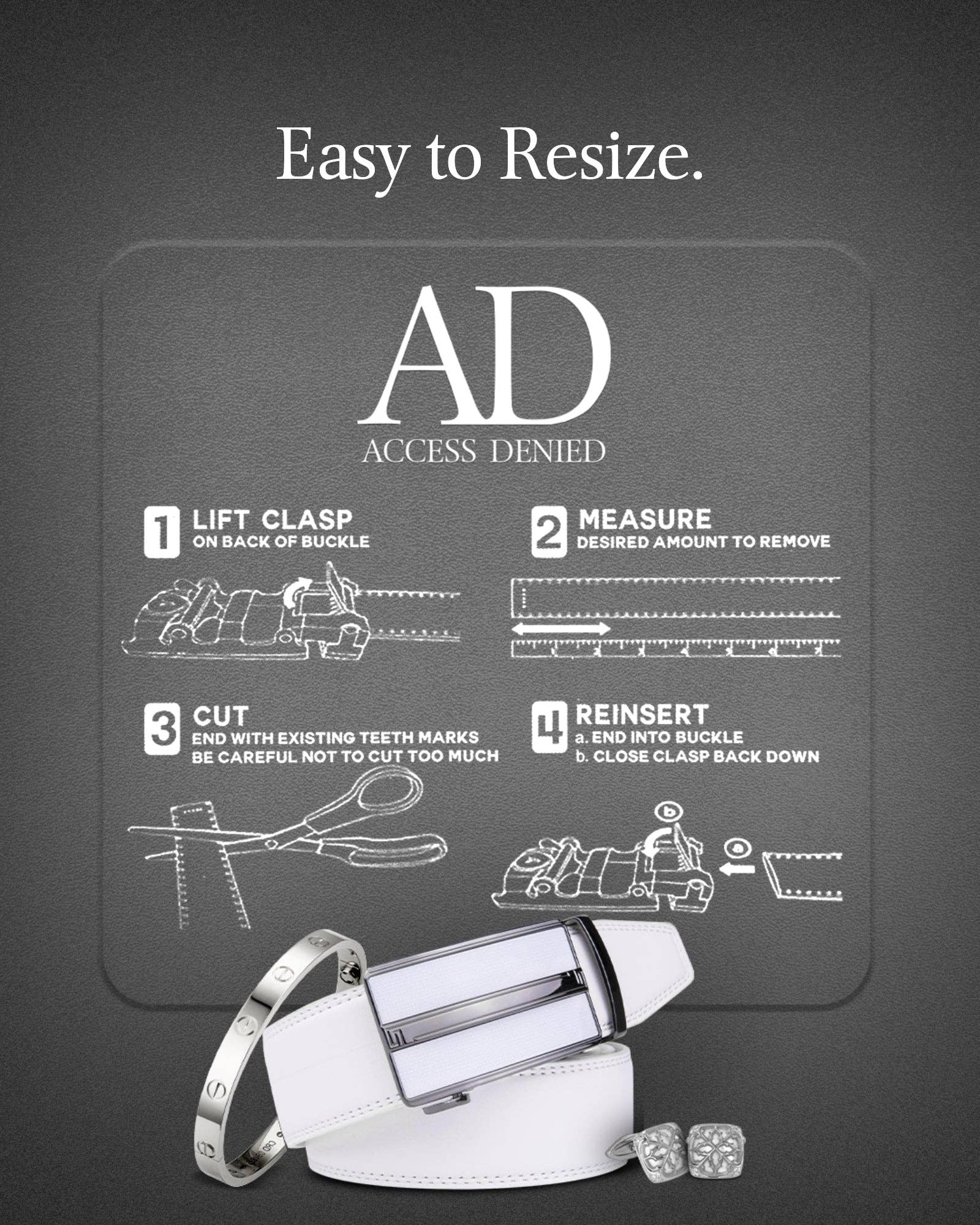 Access Denied Accessories - Venta al por mayor Cinturón - Hombre - Cinturones de Cuero con Trinquete para Hombre con Hebilla Deslizante Automática8