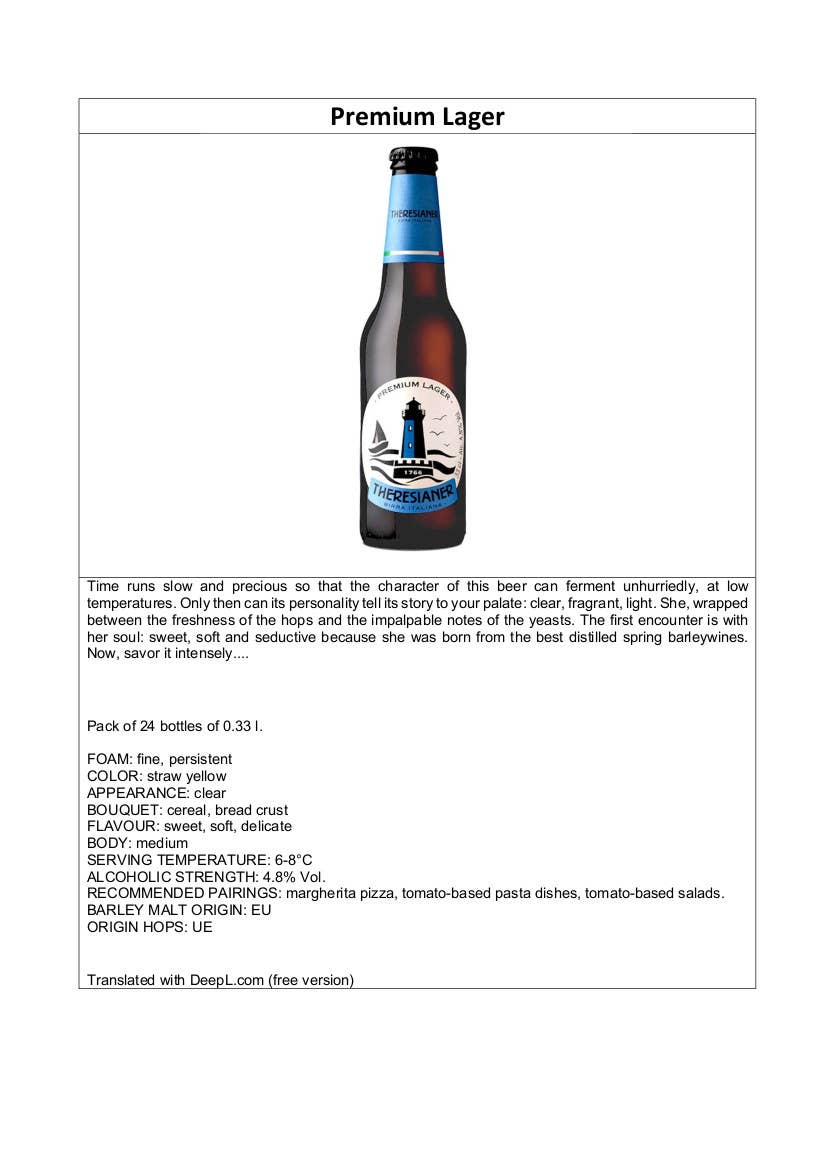 Metina SAS - Wholesale Beer - Premium Lager Theresianer Beer 33 cl.3