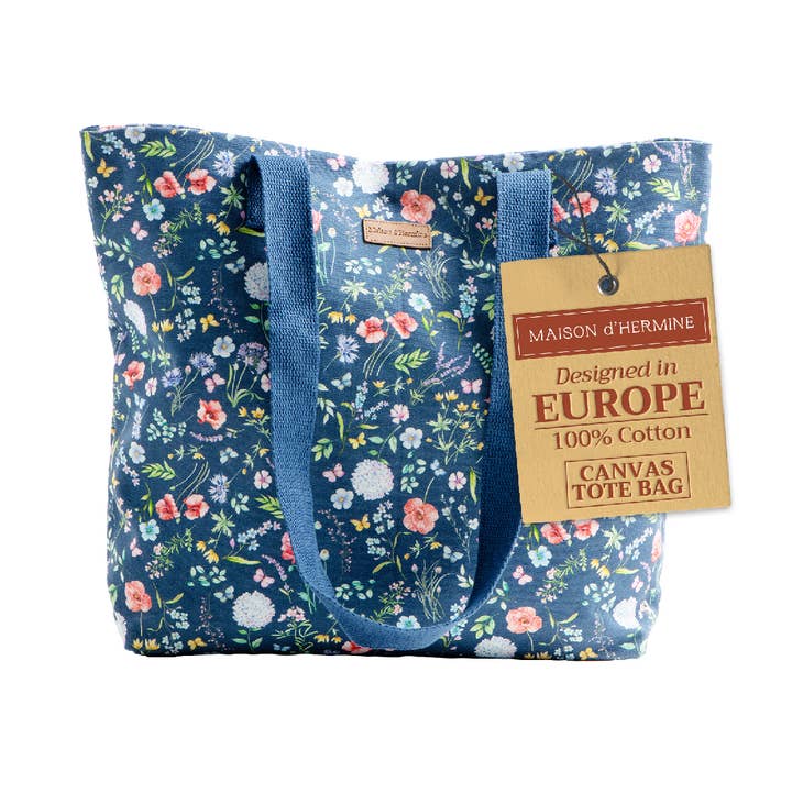 Canvas Tote Bag 100% Cotton Just Floral - 17.7" x 14.5" for wholesale by Maison d'Hermine - Design in Every Thread