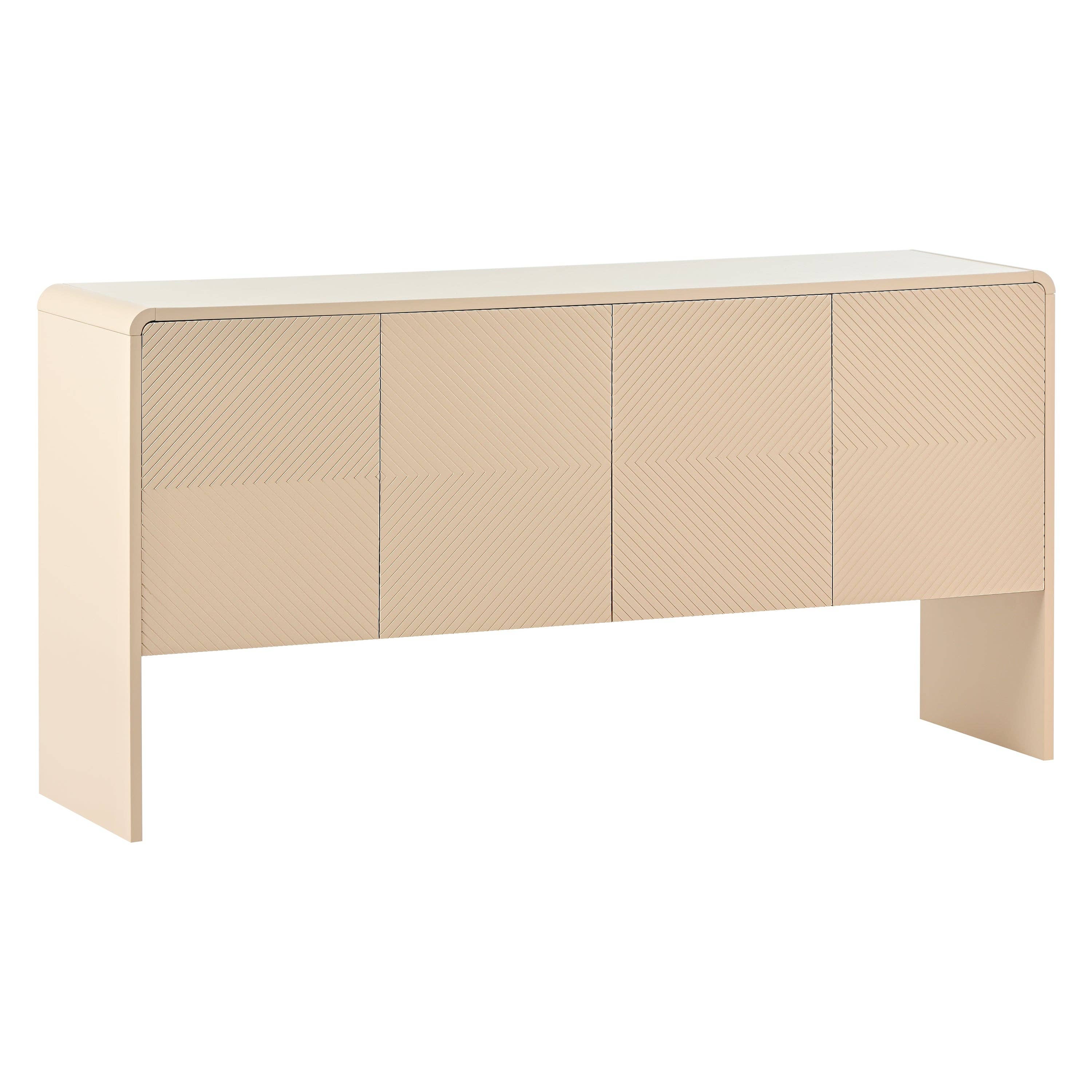 Urban Meuble - Wholesale Cabinet - Wood-effect sideboard with 4 doors, grooved patterns, rounded edges MINERAL1