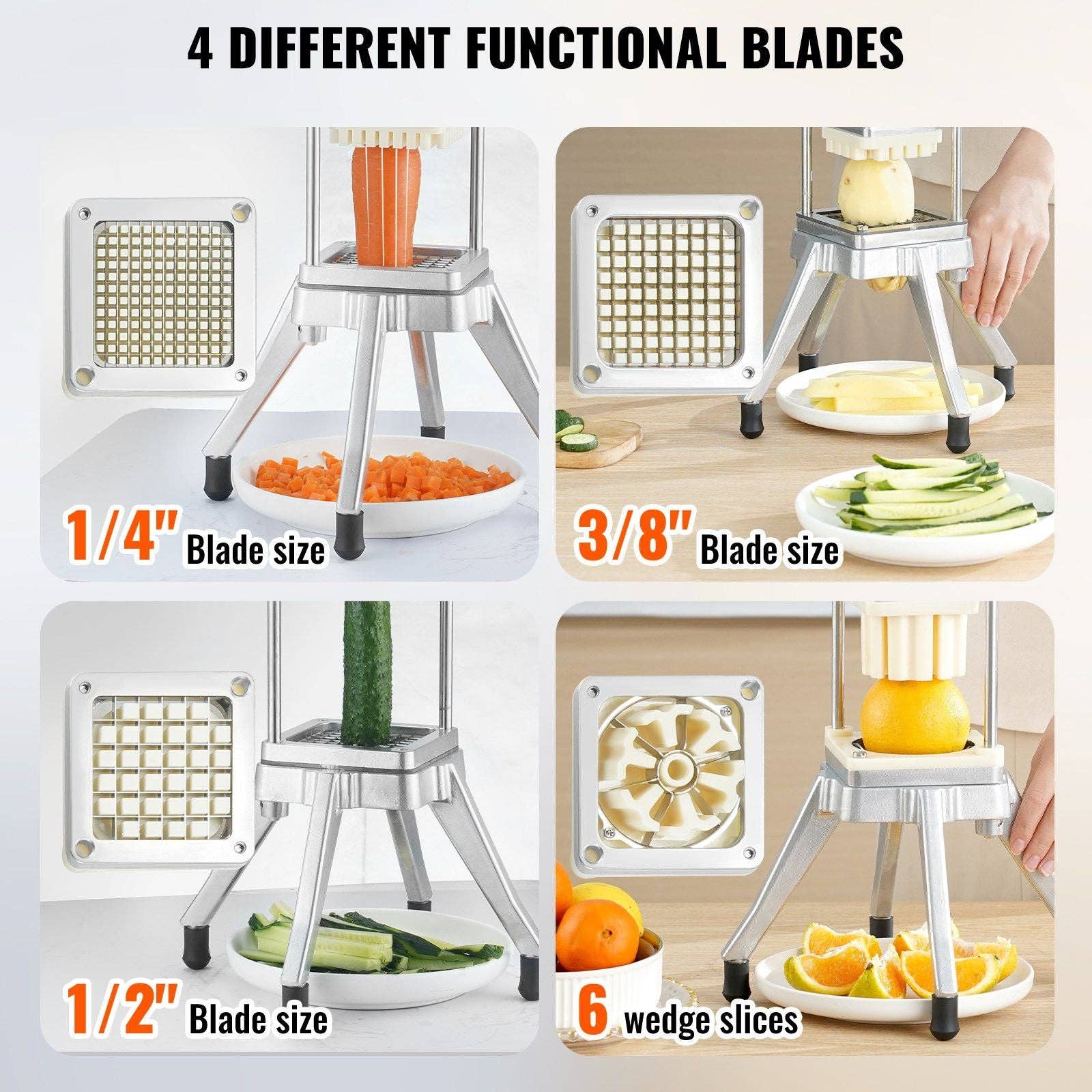 Hard Rock Health Stores - Wholesale Kitchen Tool/Gadget - Commercial Chopper Commercial Vegetable Chopper with 4 Blades Fruits Dicer2