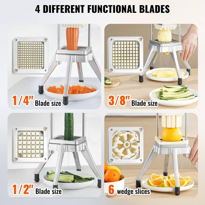 Hard Rock Health Stores - Wholesale Kitchen Tool/Gadget - Commercial Chopper Commercial Vegetable Chopper with 4 Blades Fruits Dicer2