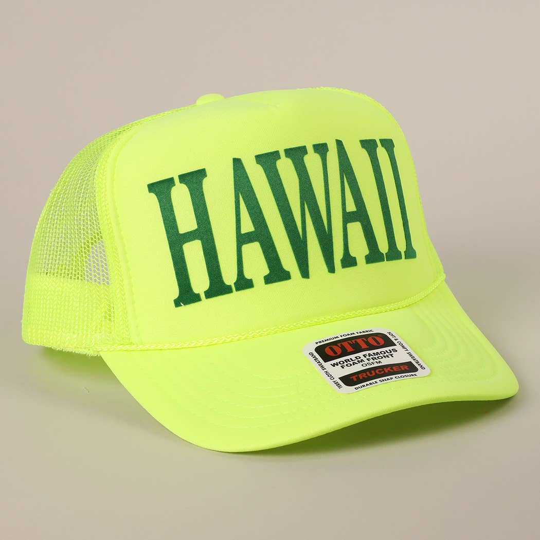 Fashion City - Wholesale Trucker Hat - Unisex - HAWAII Text Printed Mesh Back Foam Trucker Hat10