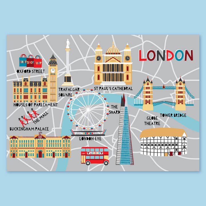 London design A4 print - London map for wholesale by The Leaf Press