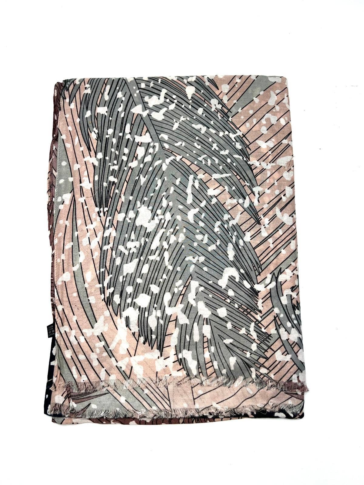 LINETA - Wholesale Scarf - Women's - H2018-77 Scarf with leaf pattern print6