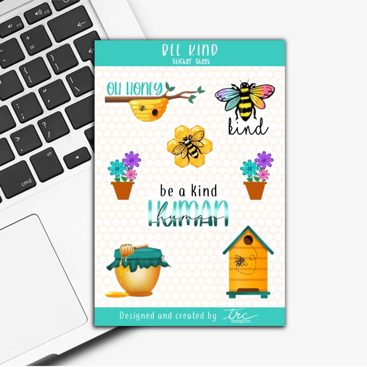 Bee Sticker Sheet for wholesale by TRCdesignco