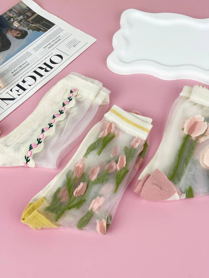 Tulip mid-calf summer stockings and other Purchase Wholesale cool socks. Free Returns & Net 60 Terms on Faire trending on Faire.