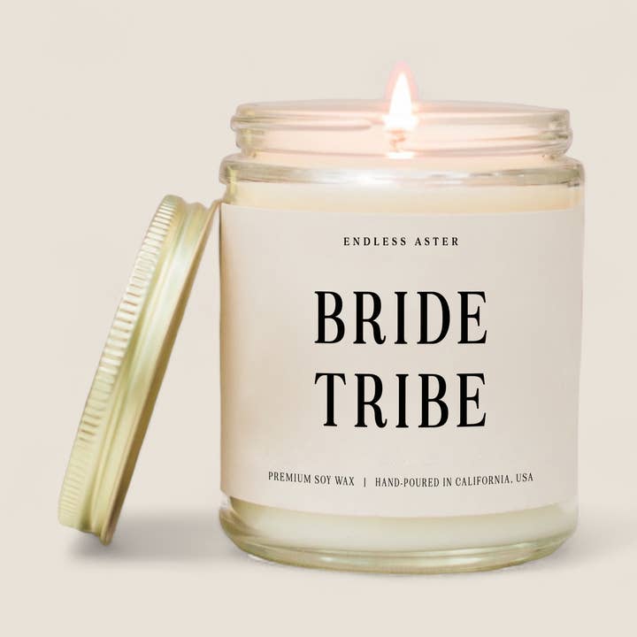 Bride Tribe - 8, 16 oz Vegan Soy Wax Jar Candle, Bridesmaids for wholesale by Endless Aster