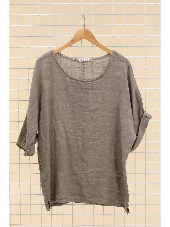 la maison des fibres naturelles - Wholesale Tunic - Women's - Round neck linen t-shirt 83446 100% linen5