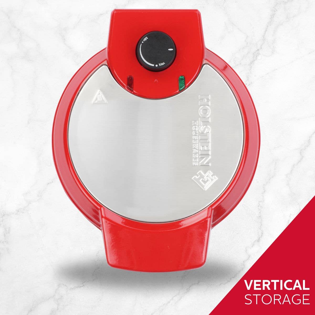7" BELGIAN WAFFLE MAKER RED STAINLESS STEEL for wholesale on Faire2