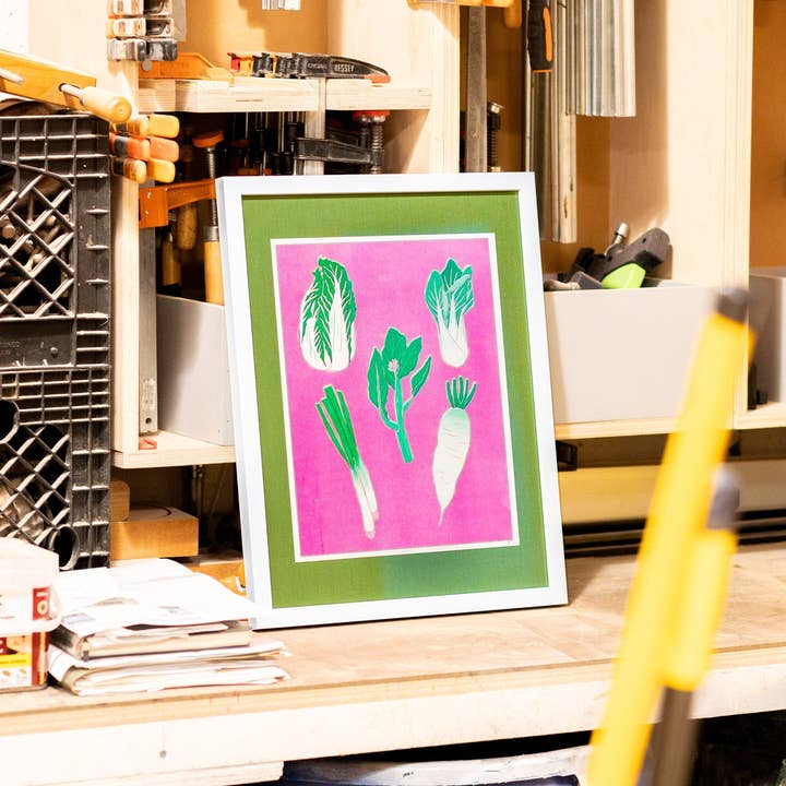 Christina Hu - Wholesale Art Print - Asian Vegetables Risograph Print | 11"x14"2