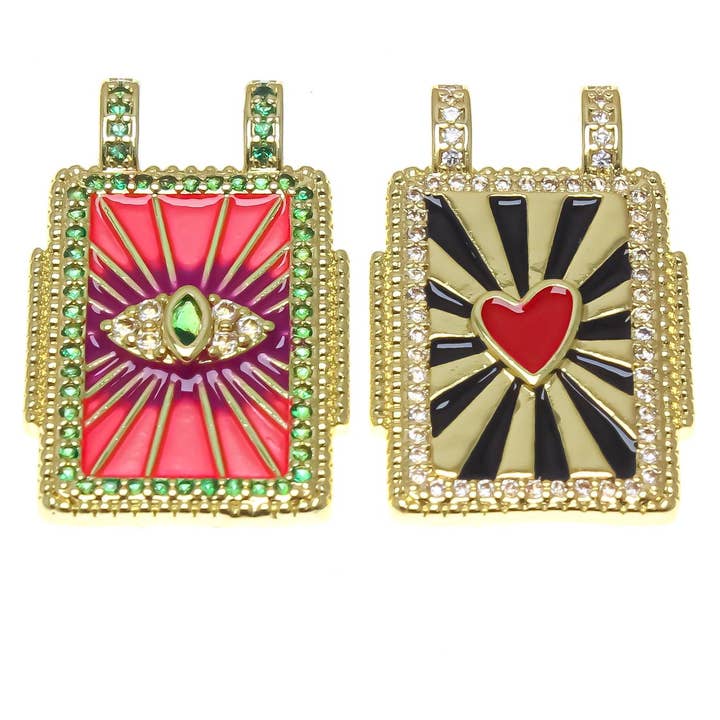 Gold Heart & Starburst Charms, CZ & Evil Eye ,CPG1716-18 for wholesale by Jewel Pledge