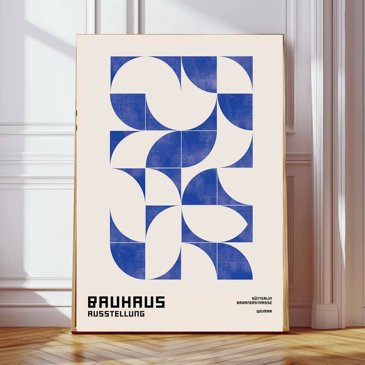 Bauhaus Inspired Blue Art Print for wholesale by Kumo Art Prints