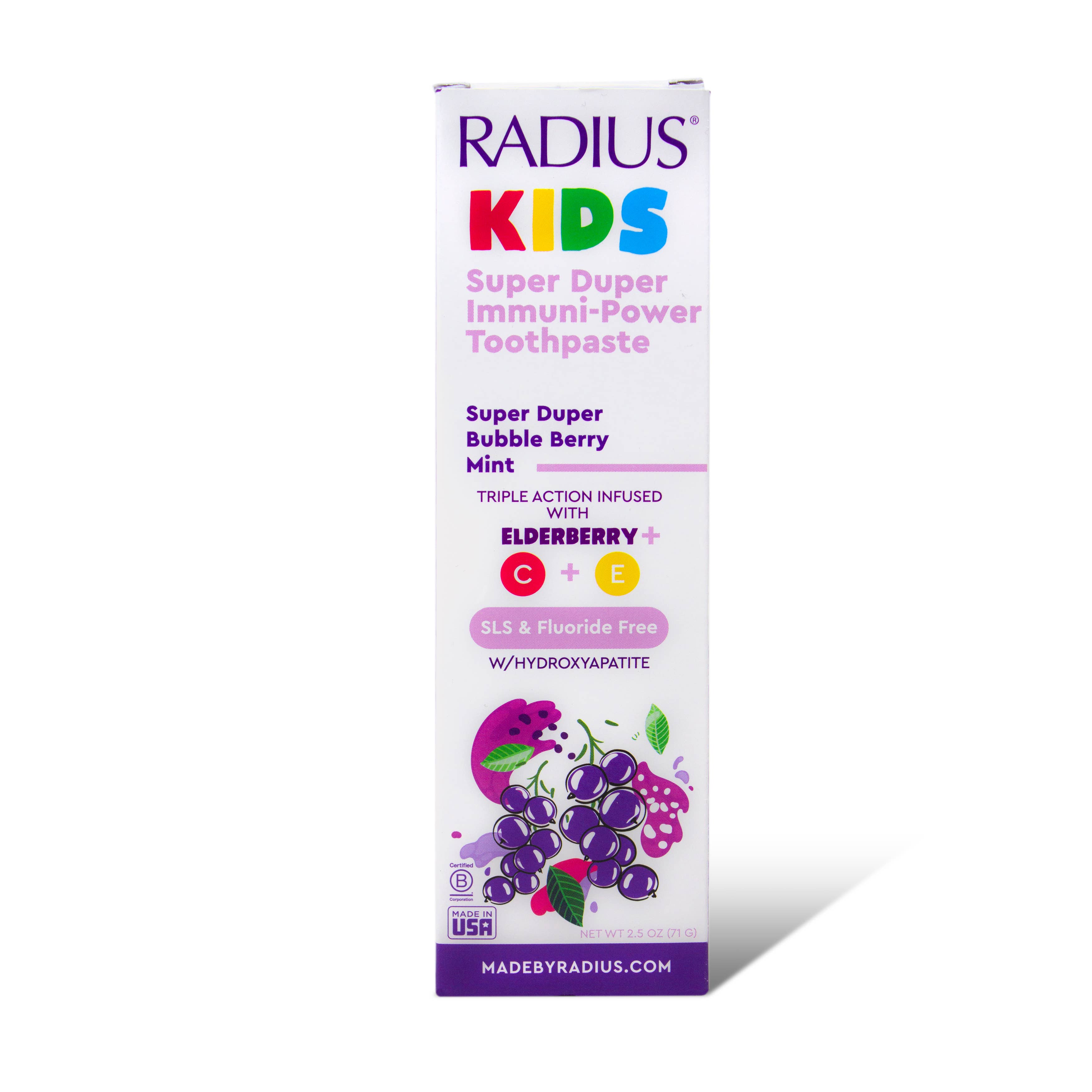 RADIUS – Großhandel Zahnpasta – RADIUS Kids Super Duper Immun-Zahnpasta Bubble Berry Minze0