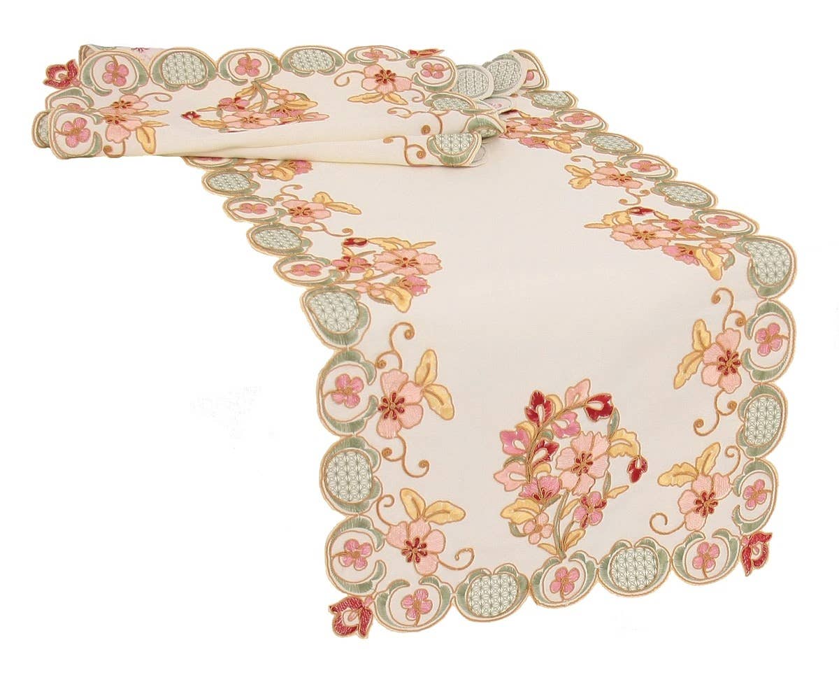 Xia Home Fashions & Manor Luxe - Wholesale Table Runner - Primrose Embroidered Cutwork Table Runner0
