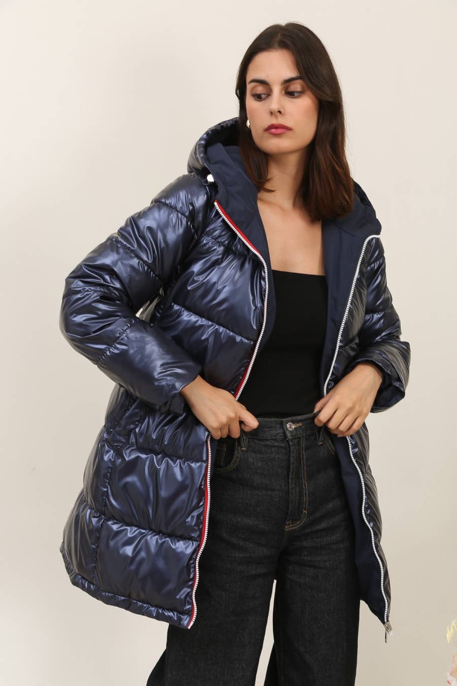 Attrait Paris - Wholesale Puffer Jacket - Women's - Mid-length reversible waterproof puffer jacket12