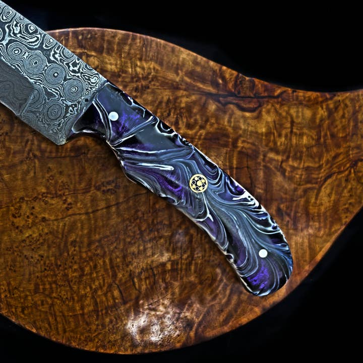 Titan International - Wholesale Kitchen/Utility Knife - Damascus Steel EDC Knife by Titan TD-702 Midnight Prism4