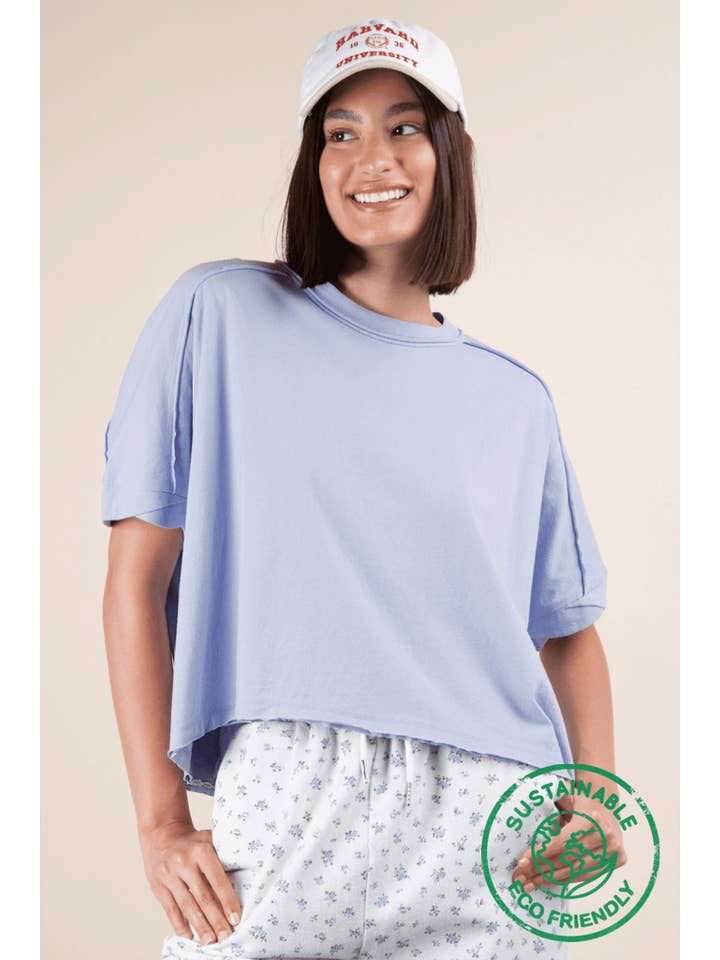 VERY J - Wholesale Knit Top - Women's - NT12068-ECO Oversized Crop Comfy Knit Top