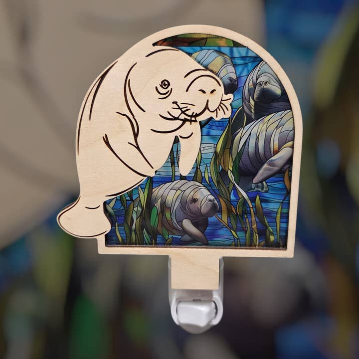 Manatee LED Nightlight - Coastal Themed Decor Gift Sea Cow for wholesale by Gulf Coast Custom