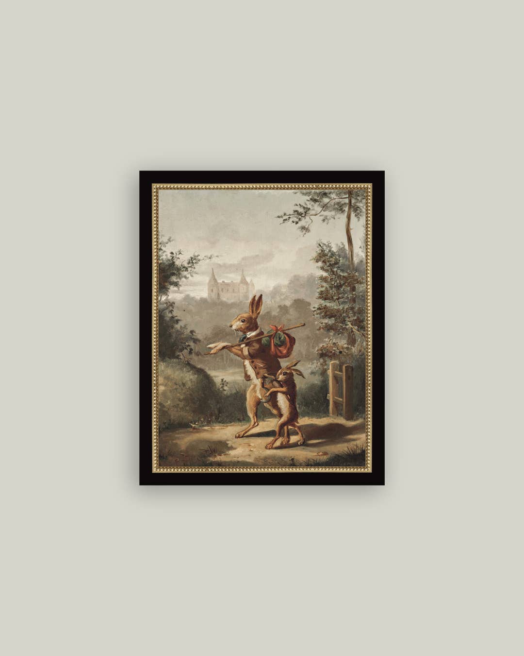 Petal Lane Home - Venta al por mayor Juego de ilustraciones - Arte antiguo enmarcado con un conejo viajero0