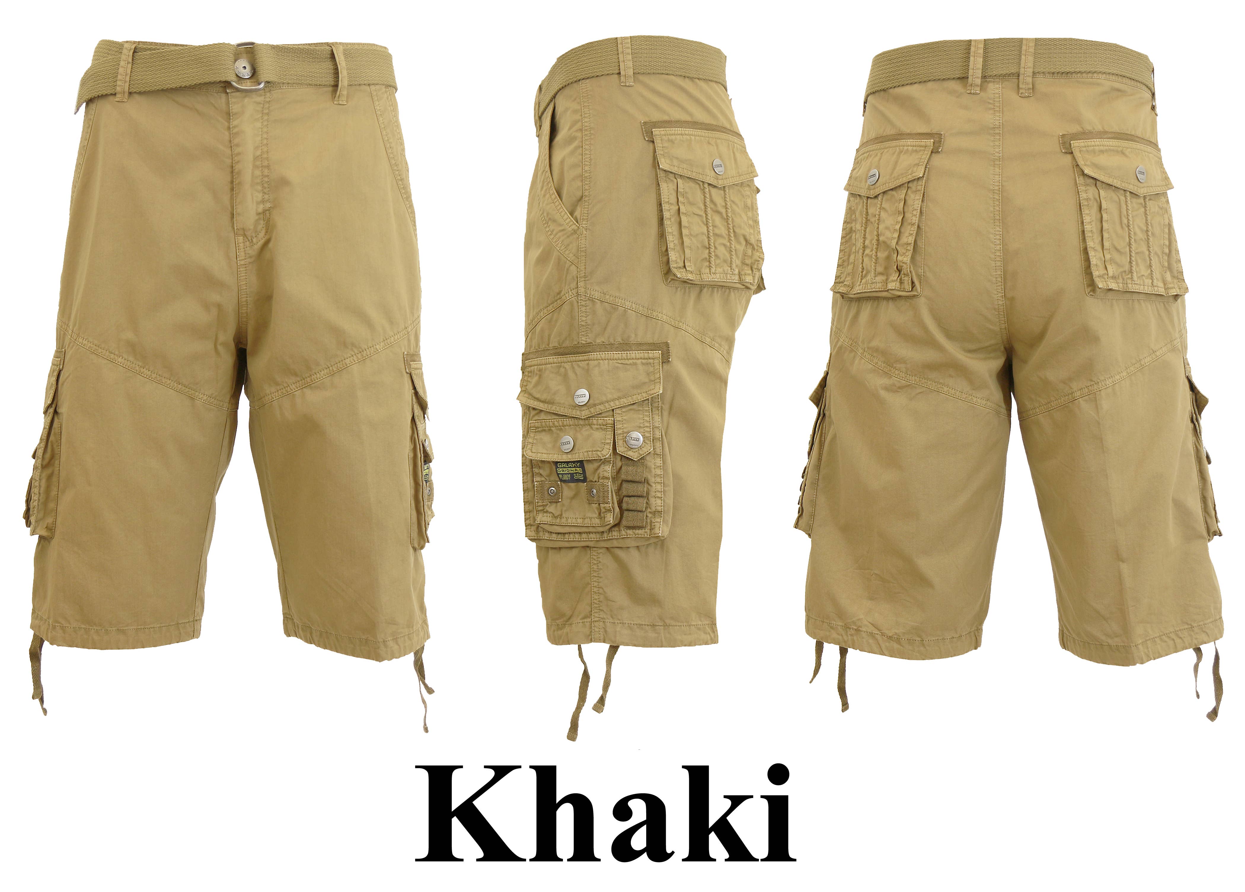 Galaxy By Harvic – wholesale Shorts – Men's – Men's Classic-Fit Distressed Belted Cargo Shorts0