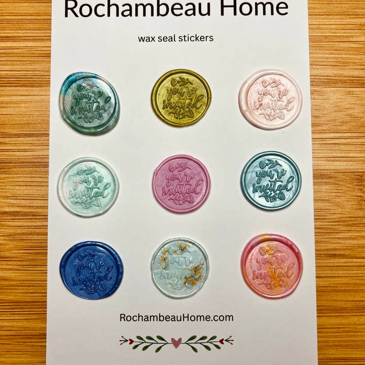 Rochambeau Home - Wholesale Sealing Wax - You're Invited Wax Seal Stickers – Elegant Script Design1