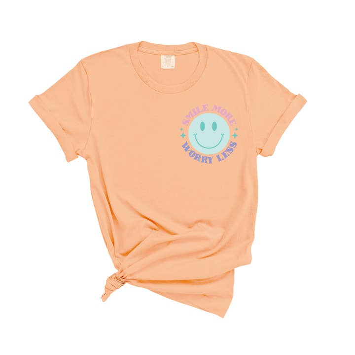 Smile More Worry Less Puff T-shirt for wholesale by Luxurnia