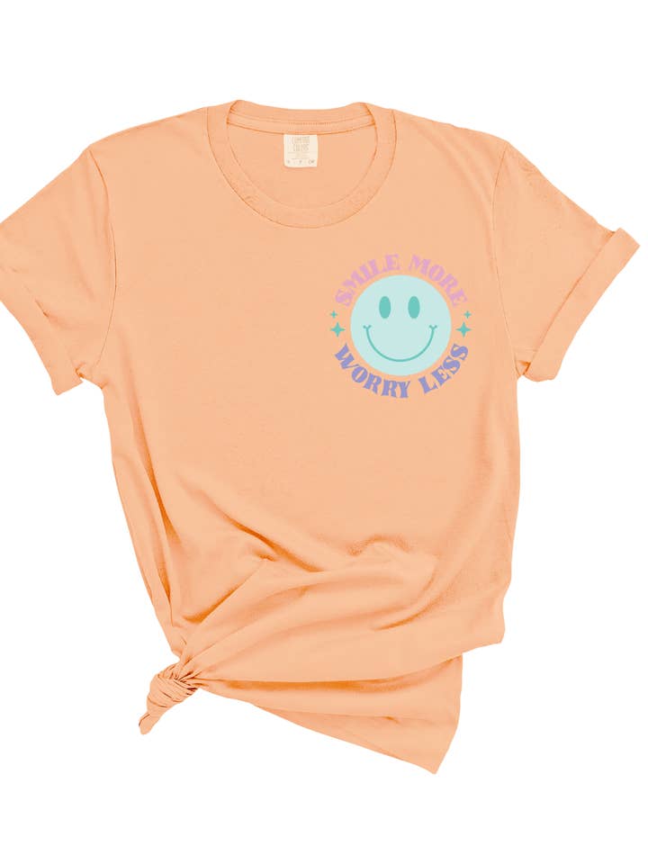 Smile More Worry Less Puff T-shirt for wholesale by Luxurnia