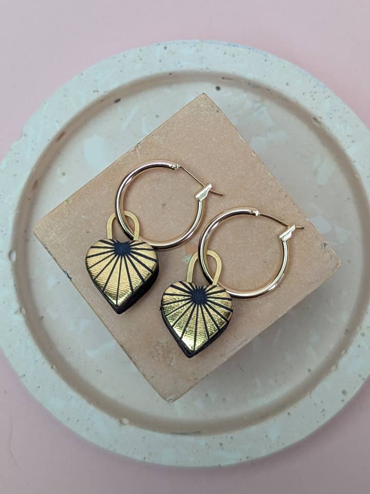 HEART CHARM ON HOOP for wholesale by Kay Morgan