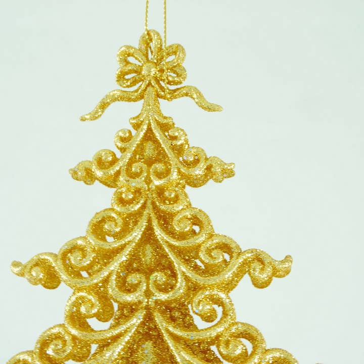 6" Gold Glitter Filigree Tree for wholesale by Decor N Beyond
