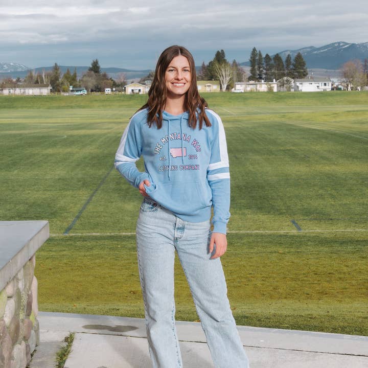 Clothing Co. Hoodie in Cornflower for wholesale by The Montana Way