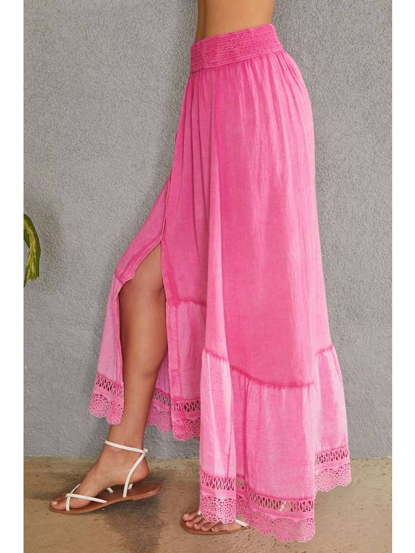 VENTI6 - Vente Jupe – femme - JUPE MAXI HI LO À MOTIF FLORAL TRESSÉ (8045)2