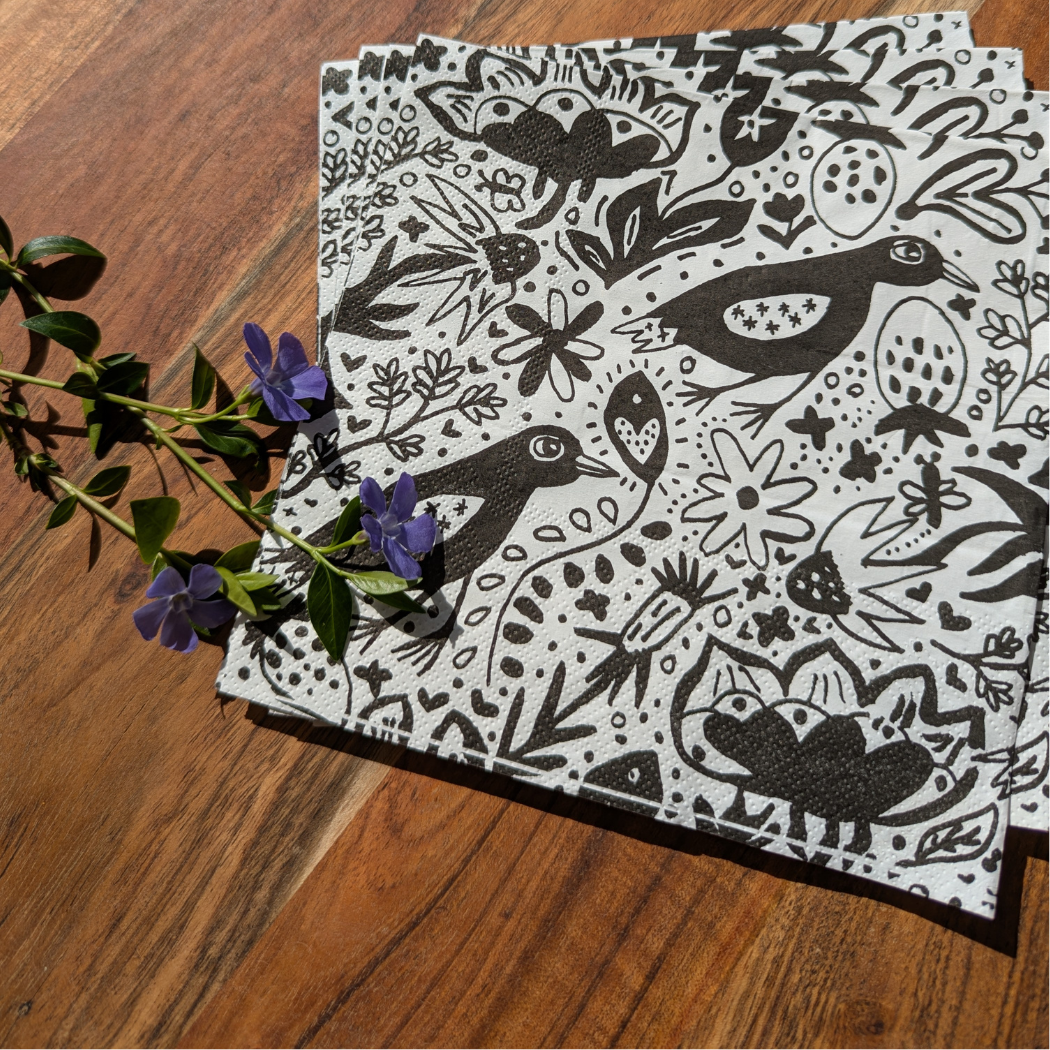 Bluebell and Lark – wholesale Disposable napkin – Folk Birds Paper Napkins2